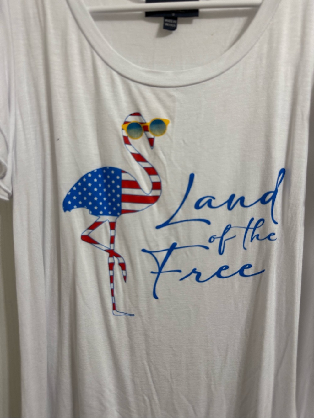Scarlet 4th of July White Graphic Tee - 'Land of the Free' Flamingo - Picture 2 of 5